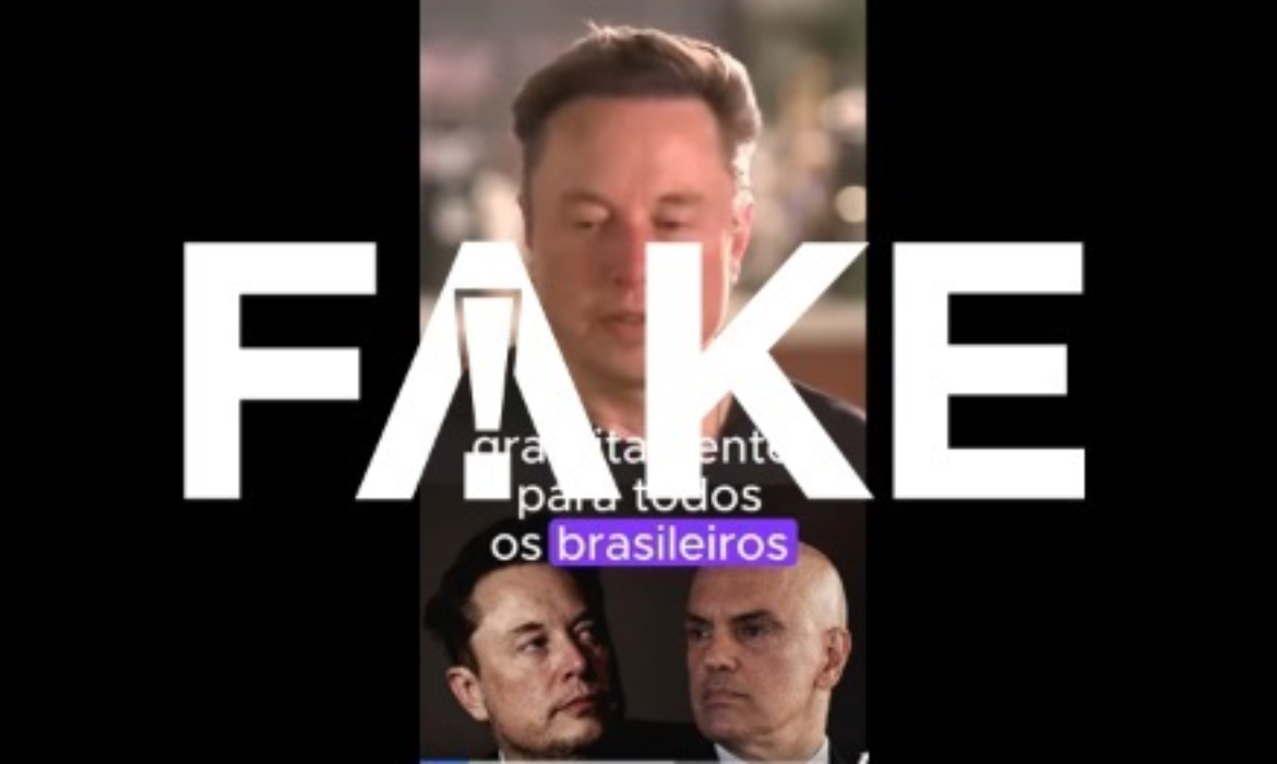 É #FAKE que o plantão da Globo anunciou que Elon Musk daria internet grátis para todos os brasileiros