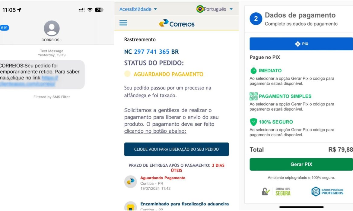 Golpistas enviam mensagens falsas sobre entregas em nome dos Correios; veja como se proteger